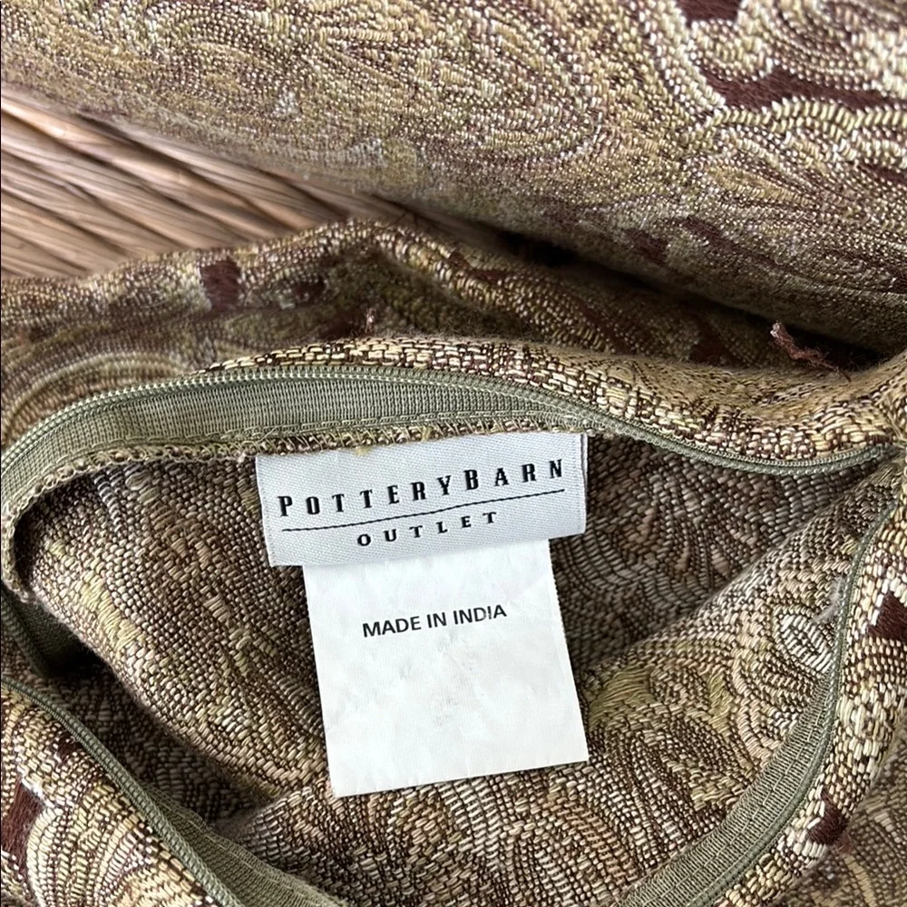 Pottery Barn Ornate Gold and Brown Damask Accent Pillow
